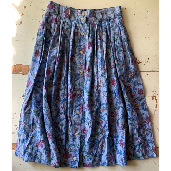 Vintage Dresses & Skirts - vintage Diane Richards : denim floral print skirt